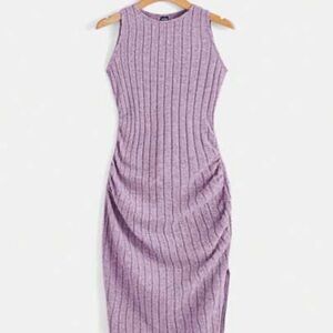SHEIN Lavender Ribbed Midi Dress